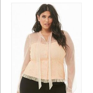 Plus Size Crochet Lace Sheer Top NWT